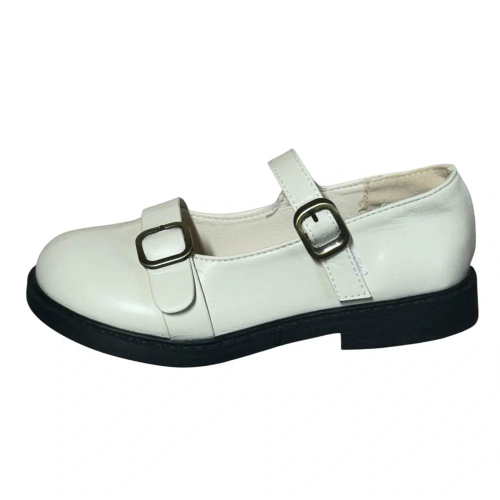 Stylish Cream Kids Shoes with Buckle‎